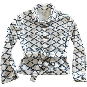 Witchery denim trench-style jacket. White and blue. 10